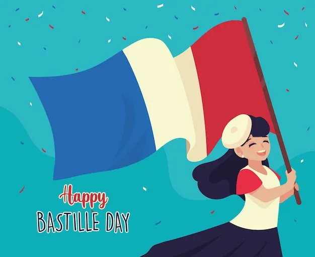 Stylish Eiffel Tower Bastille Day Card Design