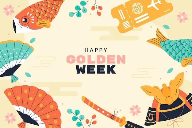 Stylish Origami-Themed Golden Week Card