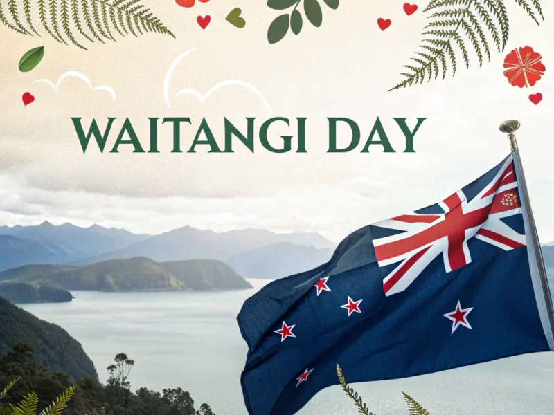 Charming Fern-Themed Waitangi Day Card Design